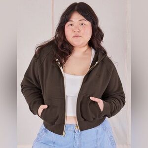 Like New - BIG BUD PRESS CROPPED ZIP HOODIE - ESPRESSO BROWN